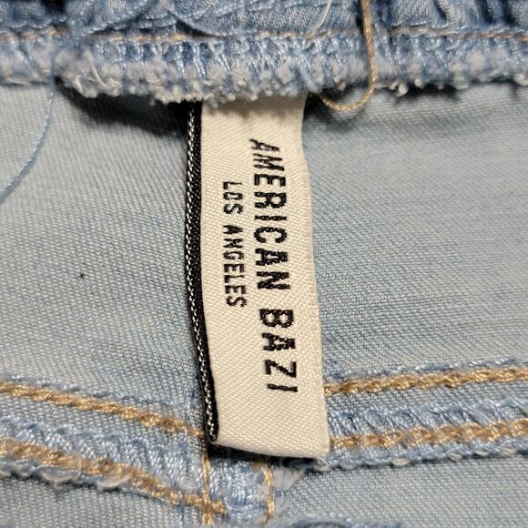 American Bazi Pull On Light Blue Denim Jeans w/ Zipper Legs - Size Small - Picture 6 of 7